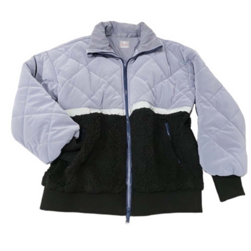 Free People Movement Purple Quilted Puffer Jacket w/Black Sherpa, Size Small.